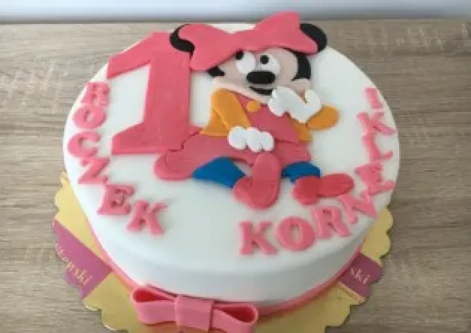 Tort na roczek z myszką minnie