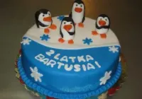Tort z pingwinami